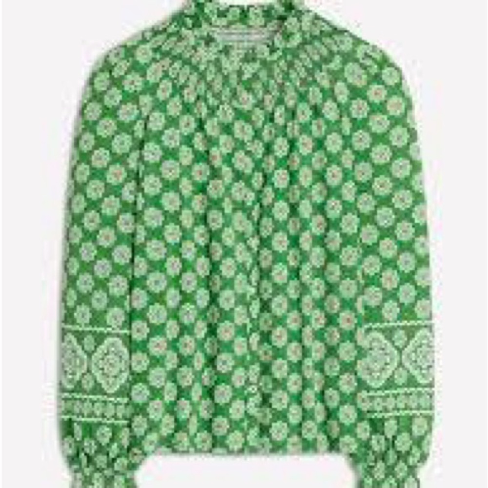 Boden Green Fay Smocked Jersey Shirt  green - Picture 4 of 13